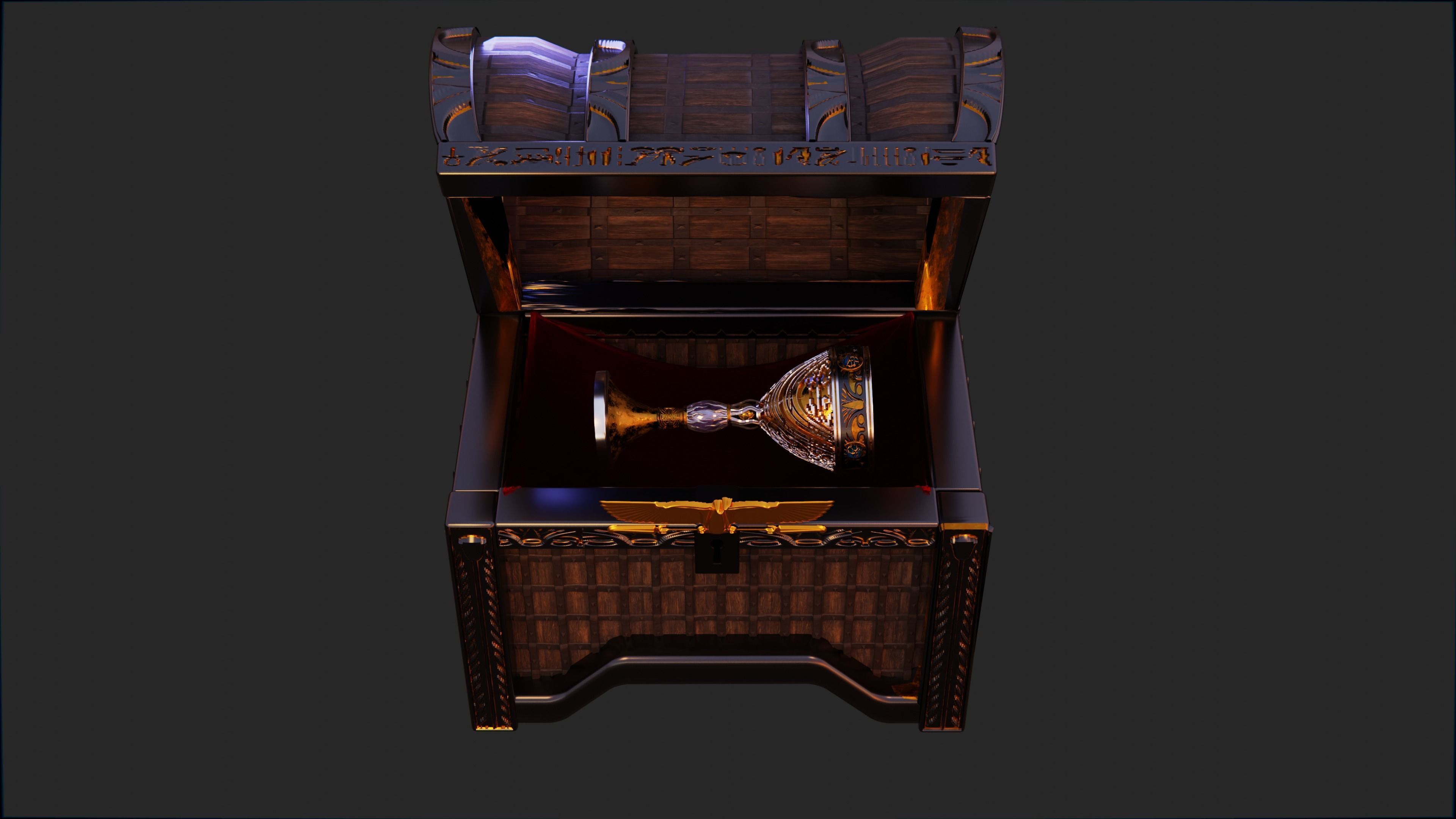 ancient egyptian chest 3D model_11