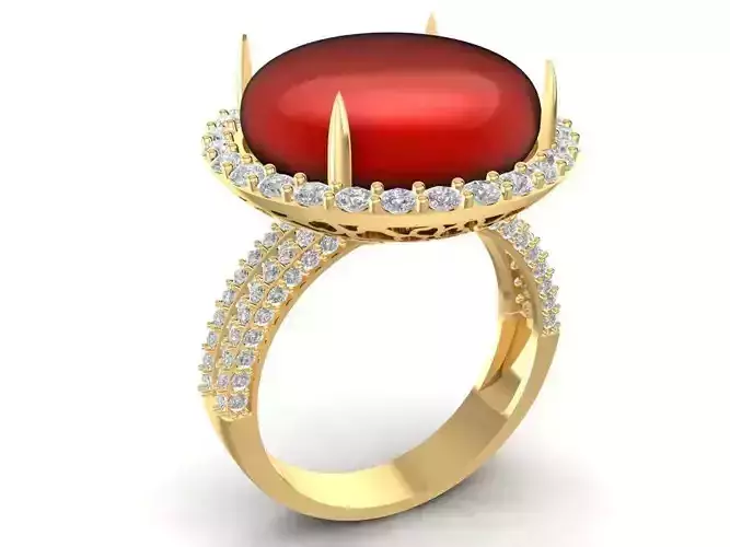 Luxury Cabochon Gemstone Halo Ring for Women  1716