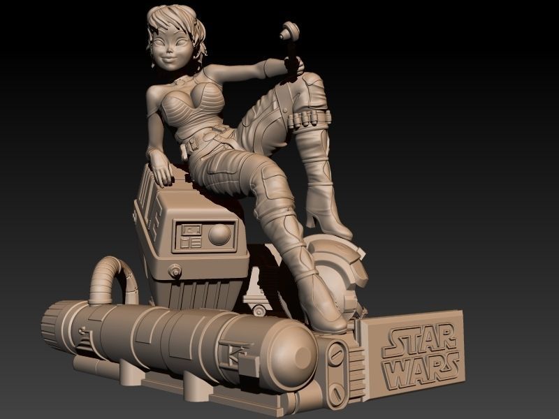 Star Wars Pin Up Sexy Rebel Pilot and Gonk Droid 3D print model_3