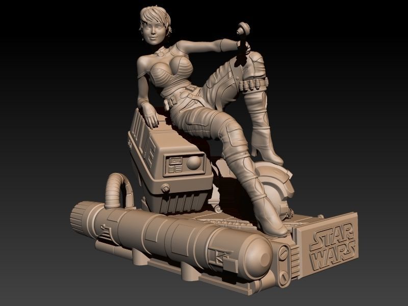 Star Wars Pin Up Sexy Rebel Pilot and Gonk Droid 3D print model_9