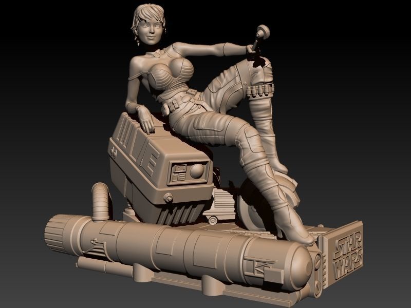 Star Wars Pin Up Sexy Rebel Pilot and Gonk Droid 3D print model_7