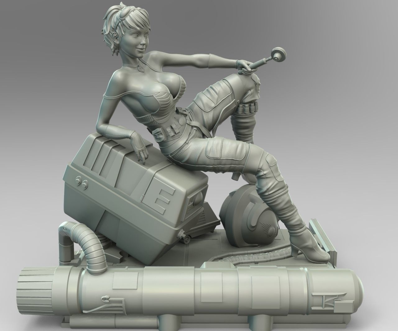 Star Wars Pin Up Sexy Rebel Pilot and Gonk Droid 3D print model_1