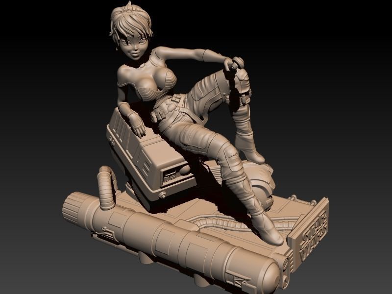 Star Wars Pin Up Sexy Rebel Pilot and Gonk Droid 3D print model_5