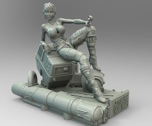 Star Wars Pin Up Sexy Rebel Pilot and Gonk Droid 3D print model