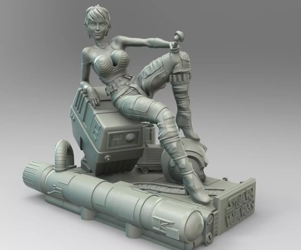 Star Wars Pin Up Sexy Rebel Pilot and Gonk Droid 3D print model_0