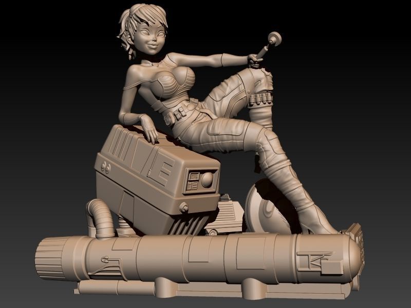 Star Wars Pin Up Sexy Rebel Pilot and Gonk Droid 3D print model_4