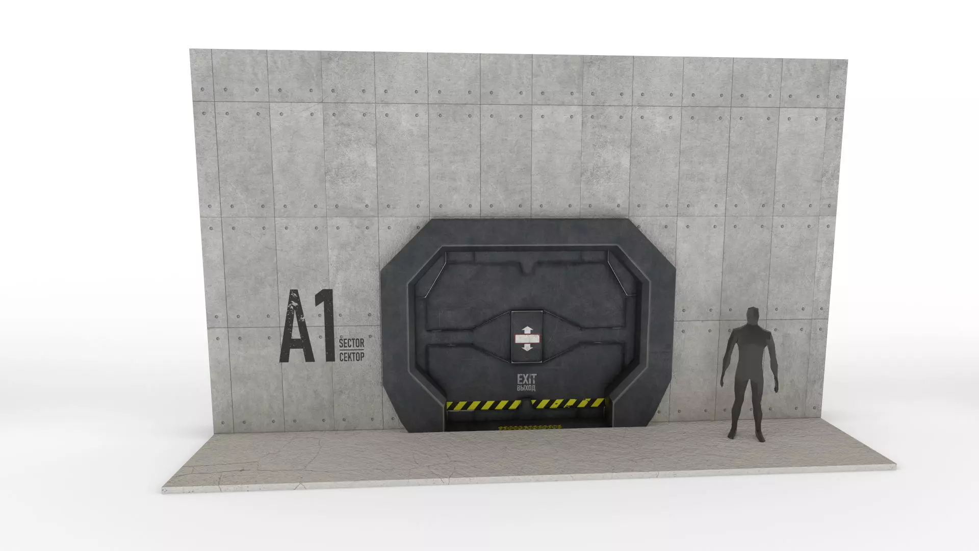 Armored door Low-poly 3D model