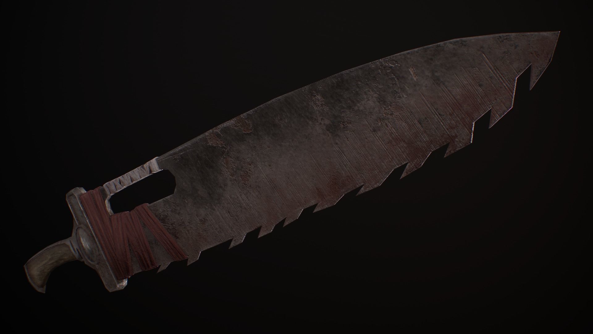 Saw-Cleaver knife Low-poly 3D model_4