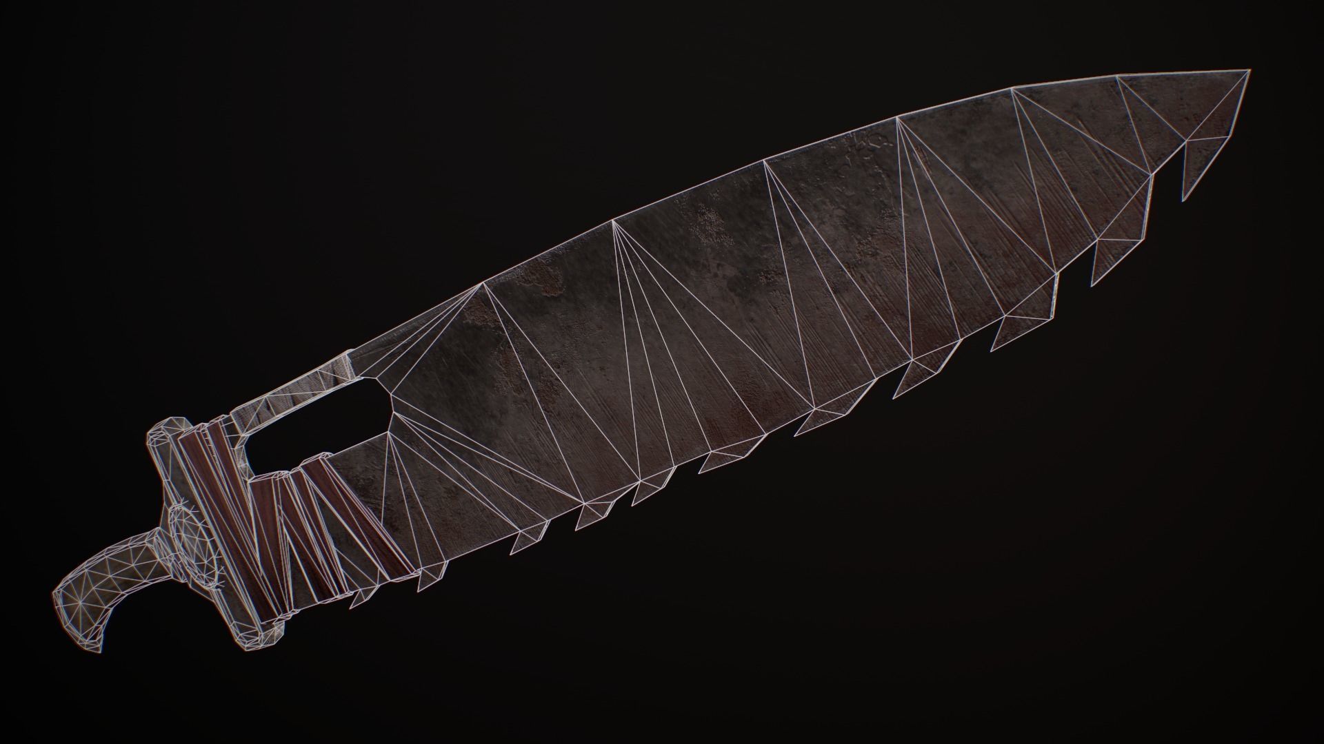 Saw-Cleaver knife Low-poly 3D model_7