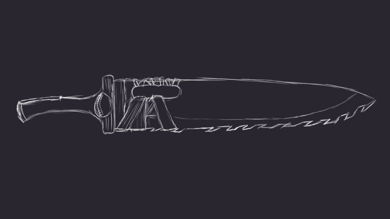 Saw-Cleaver knife Low-poly 3D model_8