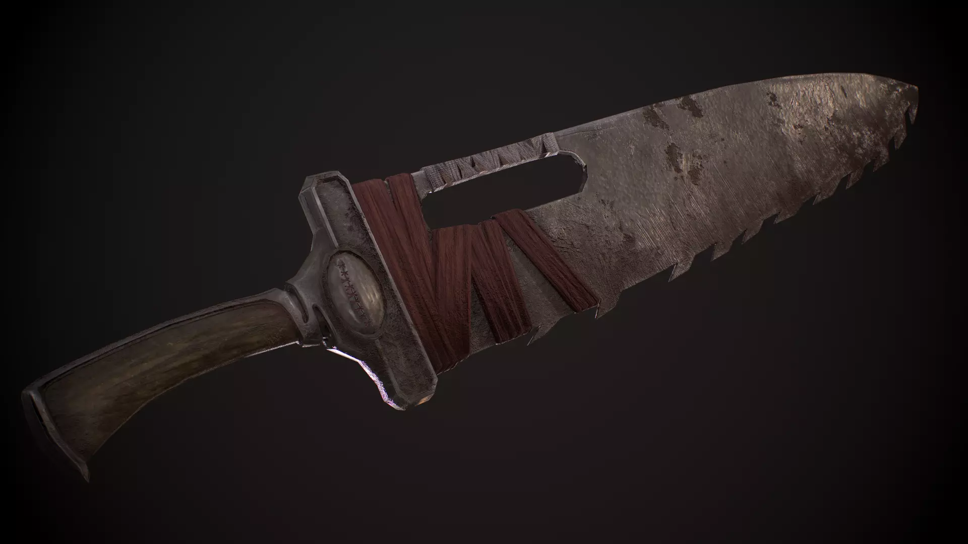 Saw-Cleaver knife Low-poly 3D model_0