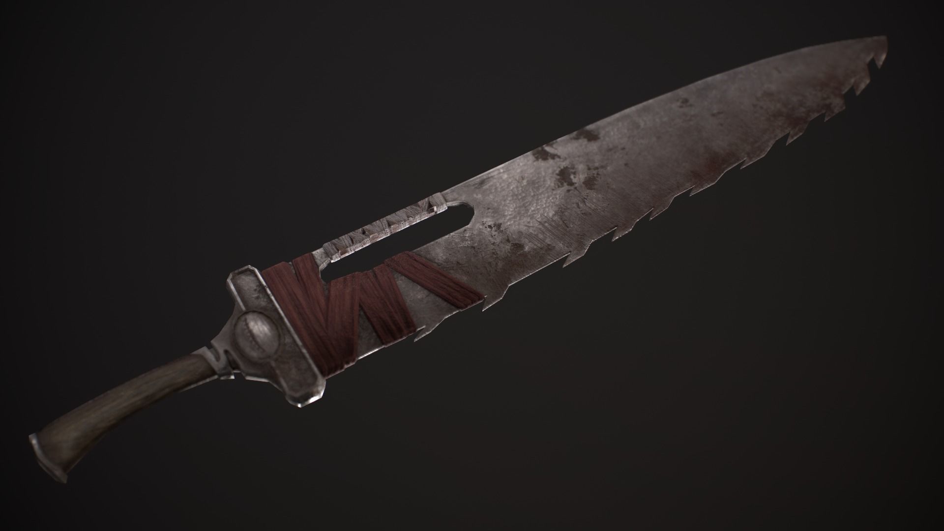 Saw-Cleaver knife Low-poly 3D model_2