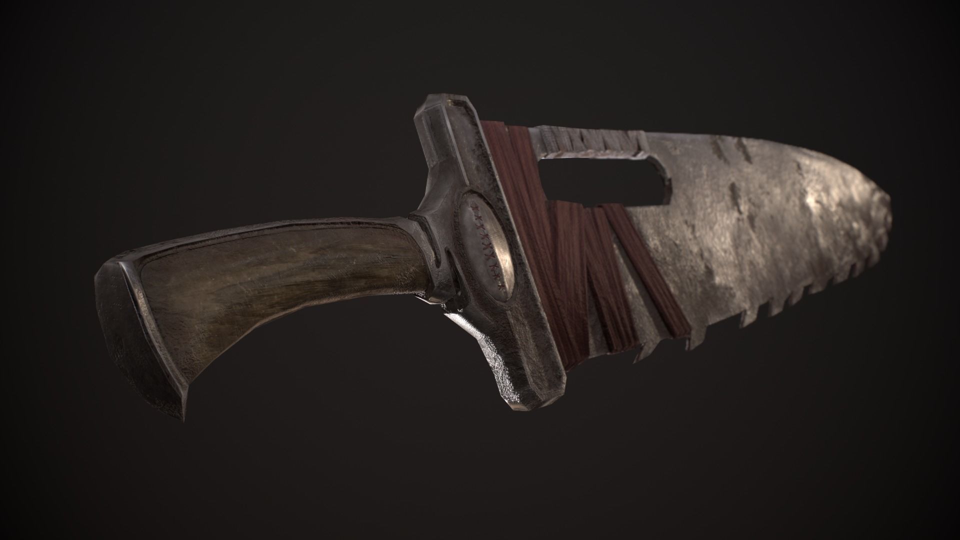 Saw-Cleaver knife Low-poly 3D model_1