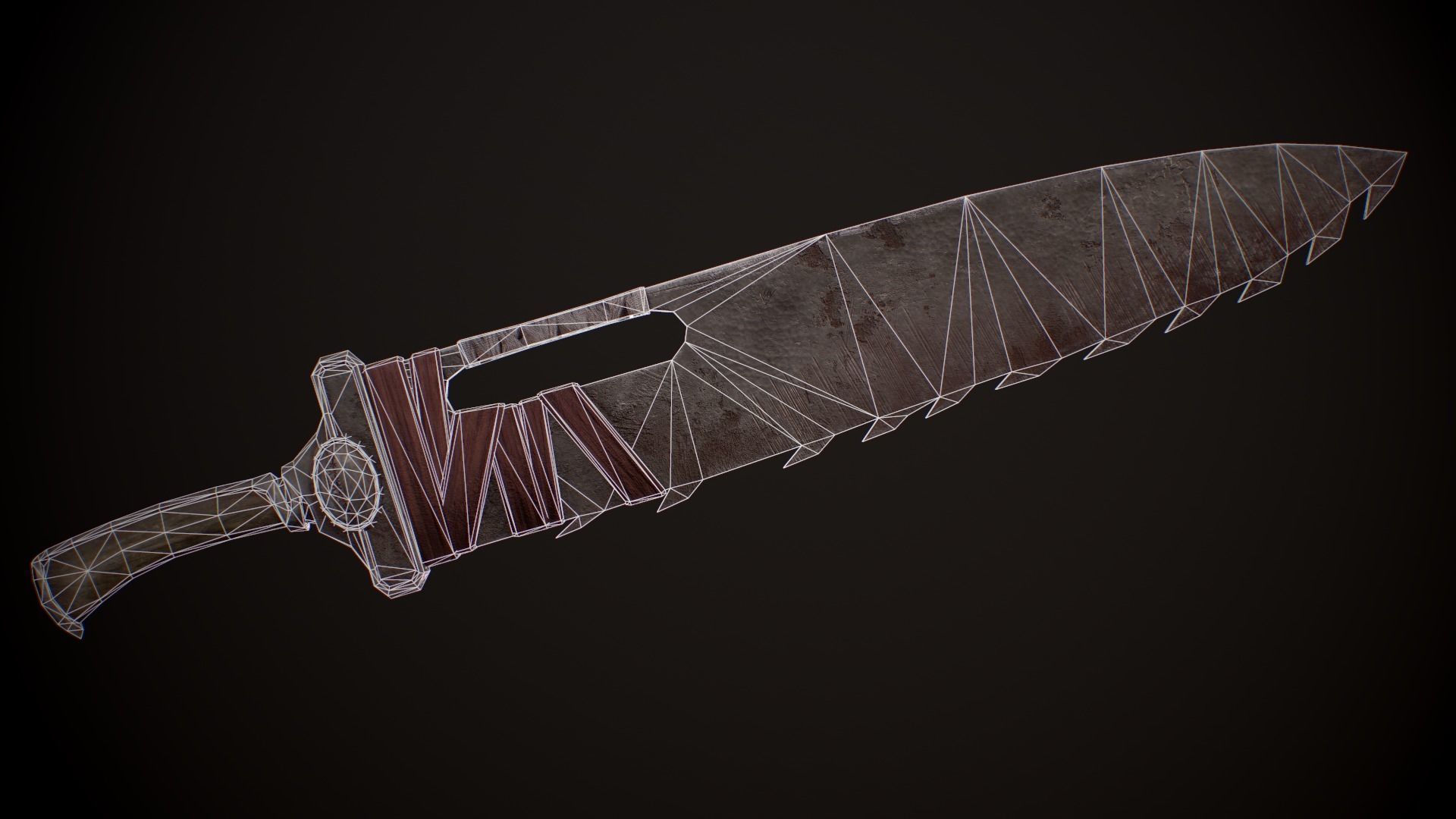 Saw-Cleaver knife Low-poly 3D model_5