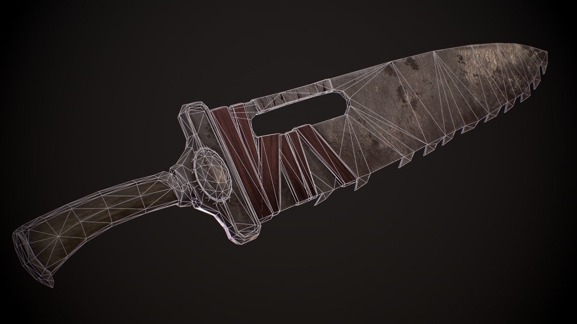 Saw-Cleaver knife Low-poly 3D model_6