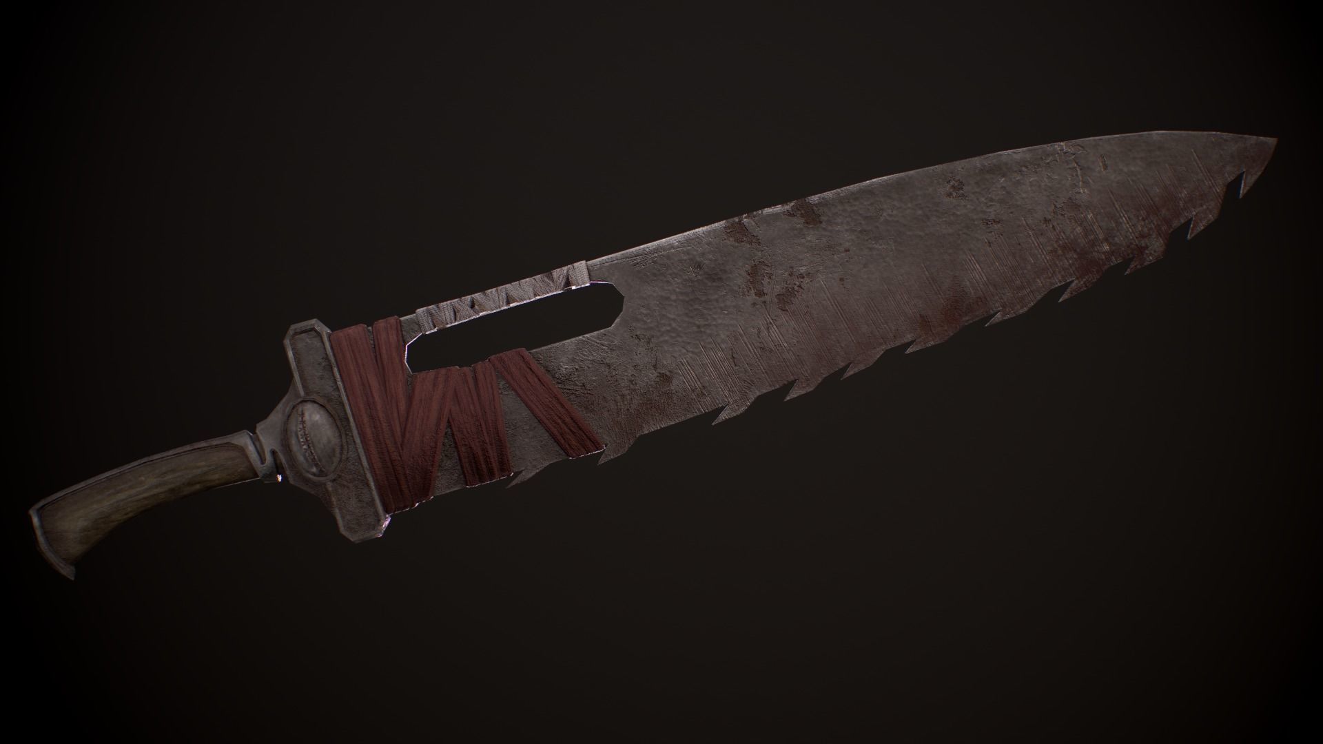 Saw-Cleaver knife Low-poly 3D model_3