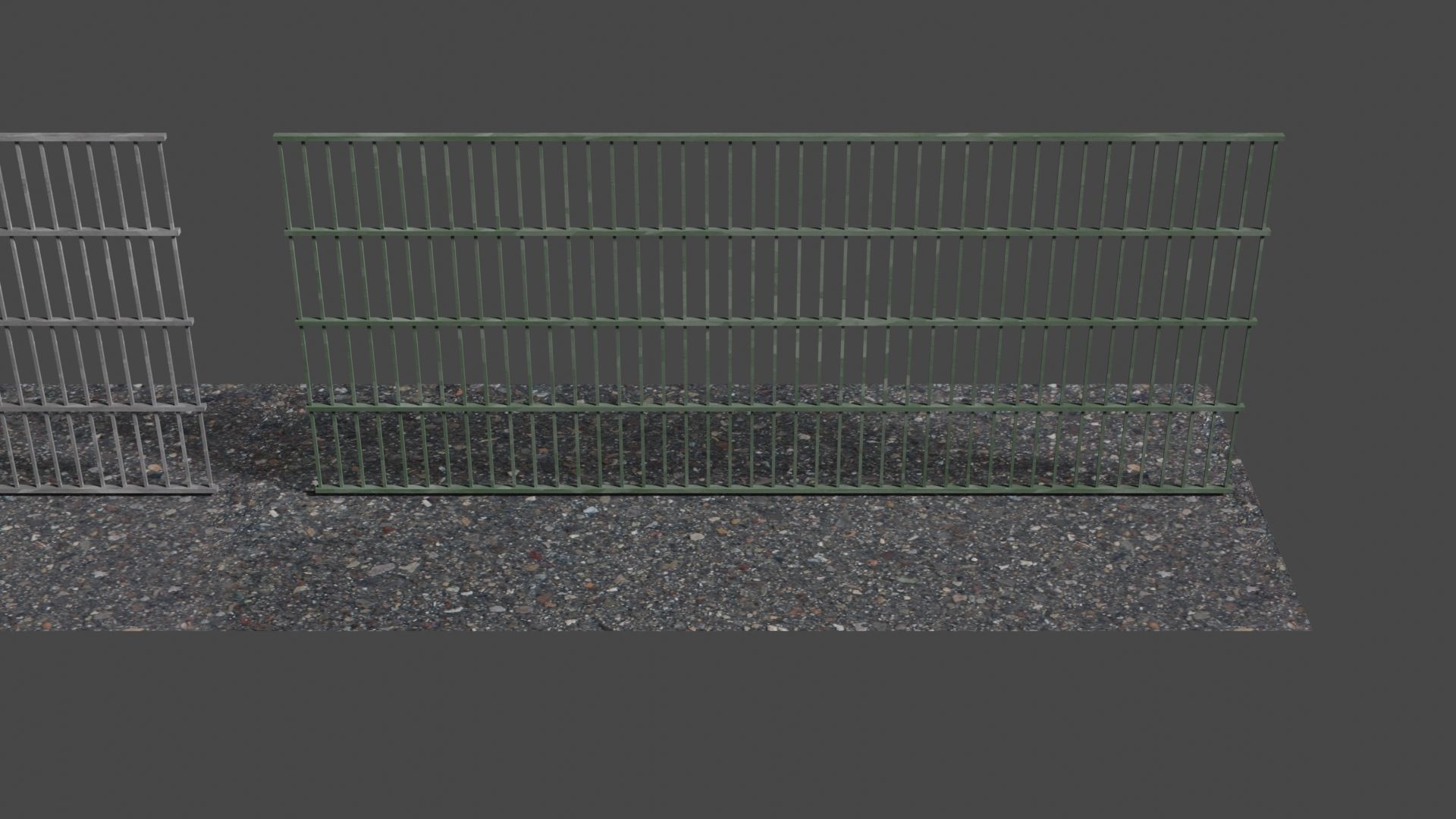 Metal Fence Low-poly 3D model_5