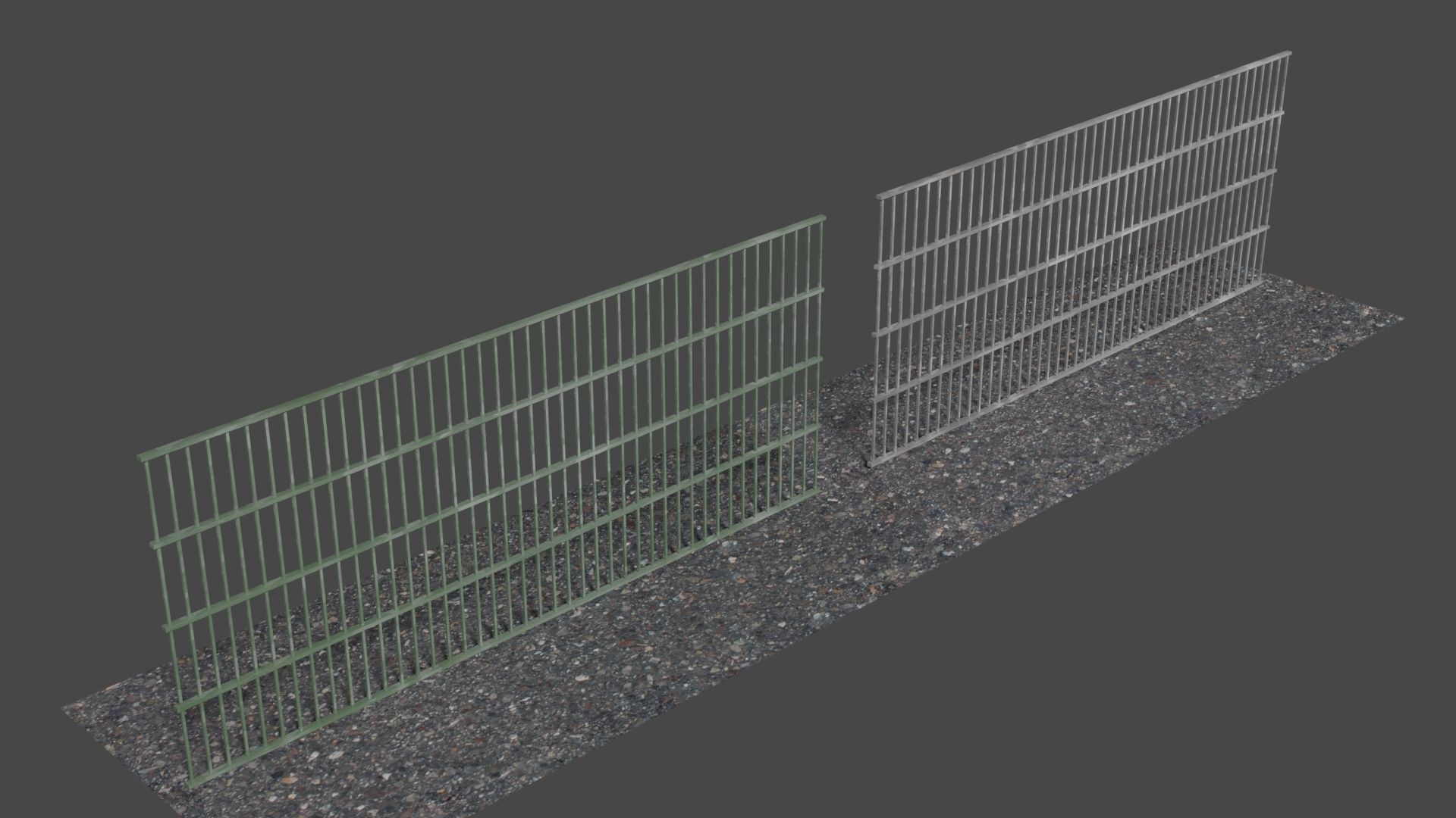Metal Fence Low-poly 3D model_2
