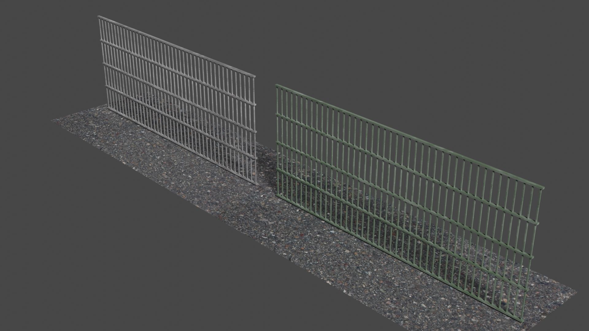 Metal Fence Low-poly 3D model_3
