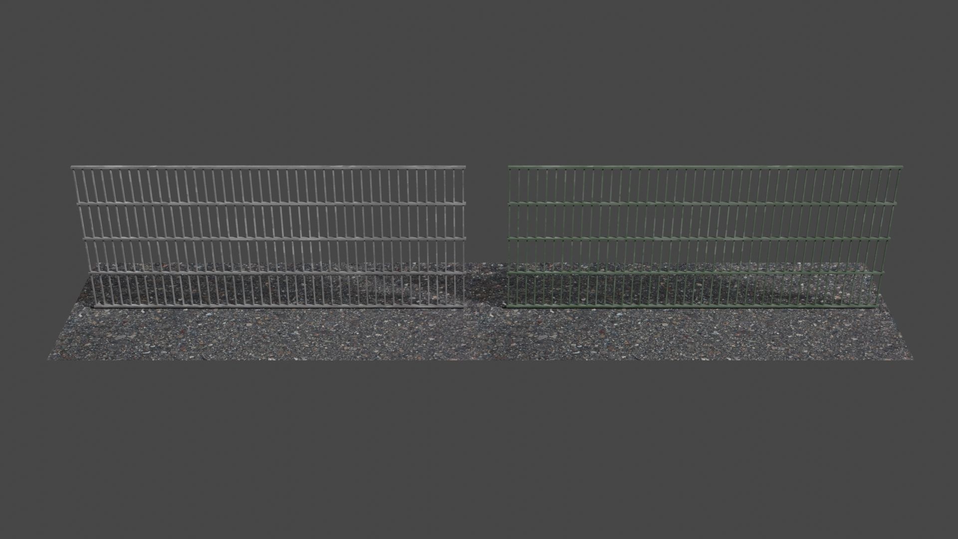 Metal Fence Low-poly 3D model_6