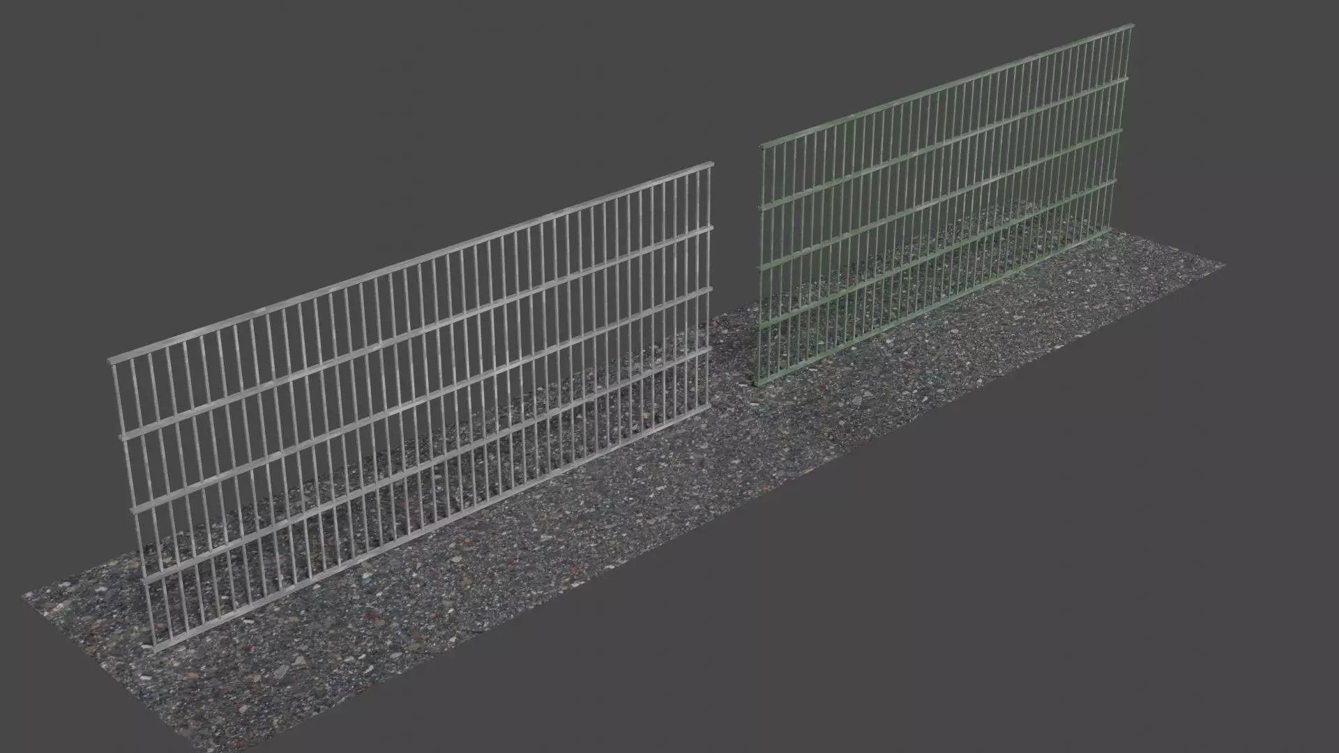 Metal Fence Low-poly 3D model_0