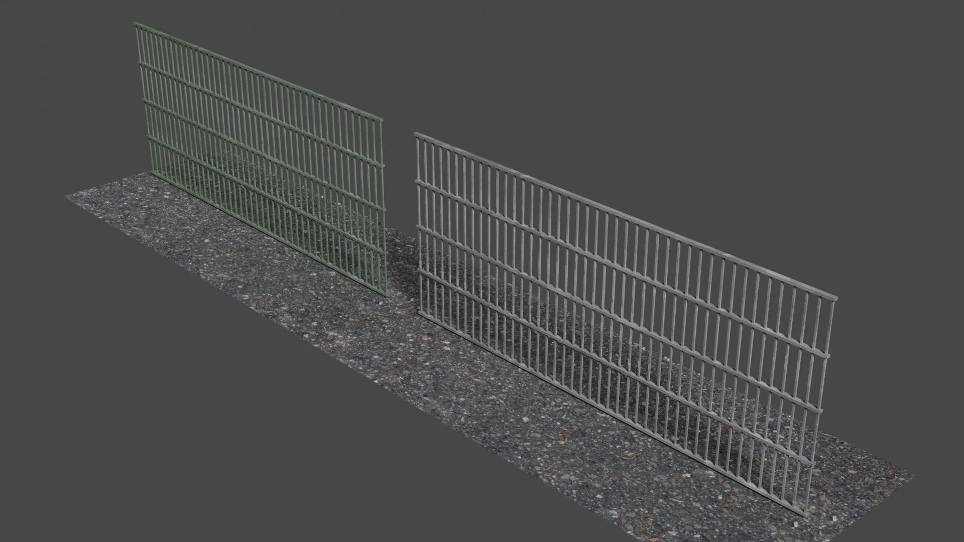 Metal Fence Low-poly 3D model_1