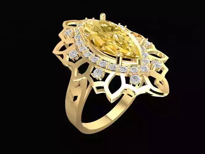 Luxury Marquise Cut Gemstone Halo Ring for Women 1717