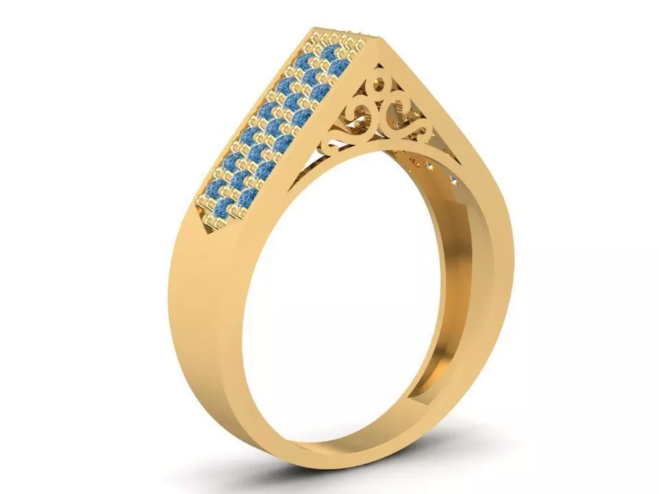 Geometric Pave Square Gemstone Ring for Men 1769 3D print model