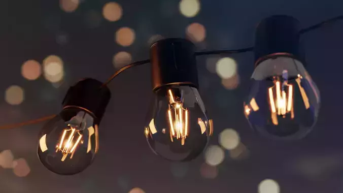 lightup three light bulbs on string