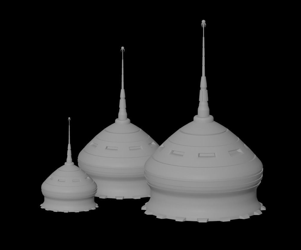 Sci-Fi Buildings Pack - 6 Buildings 3D model 3D model_6