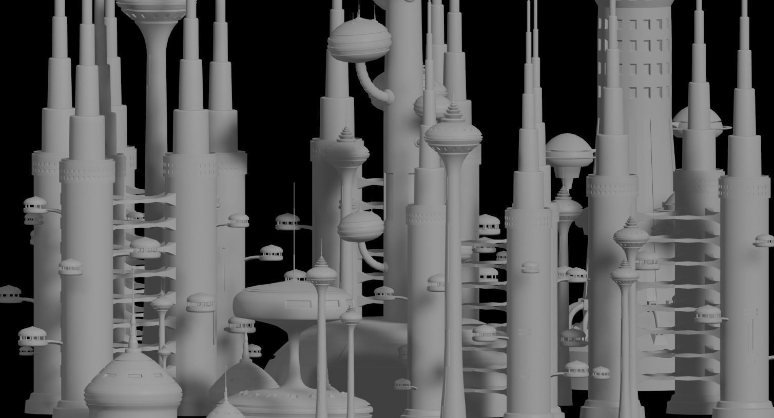 Sci-Fi Buildings Pack - 6 Buildings 3D model 3D model_1