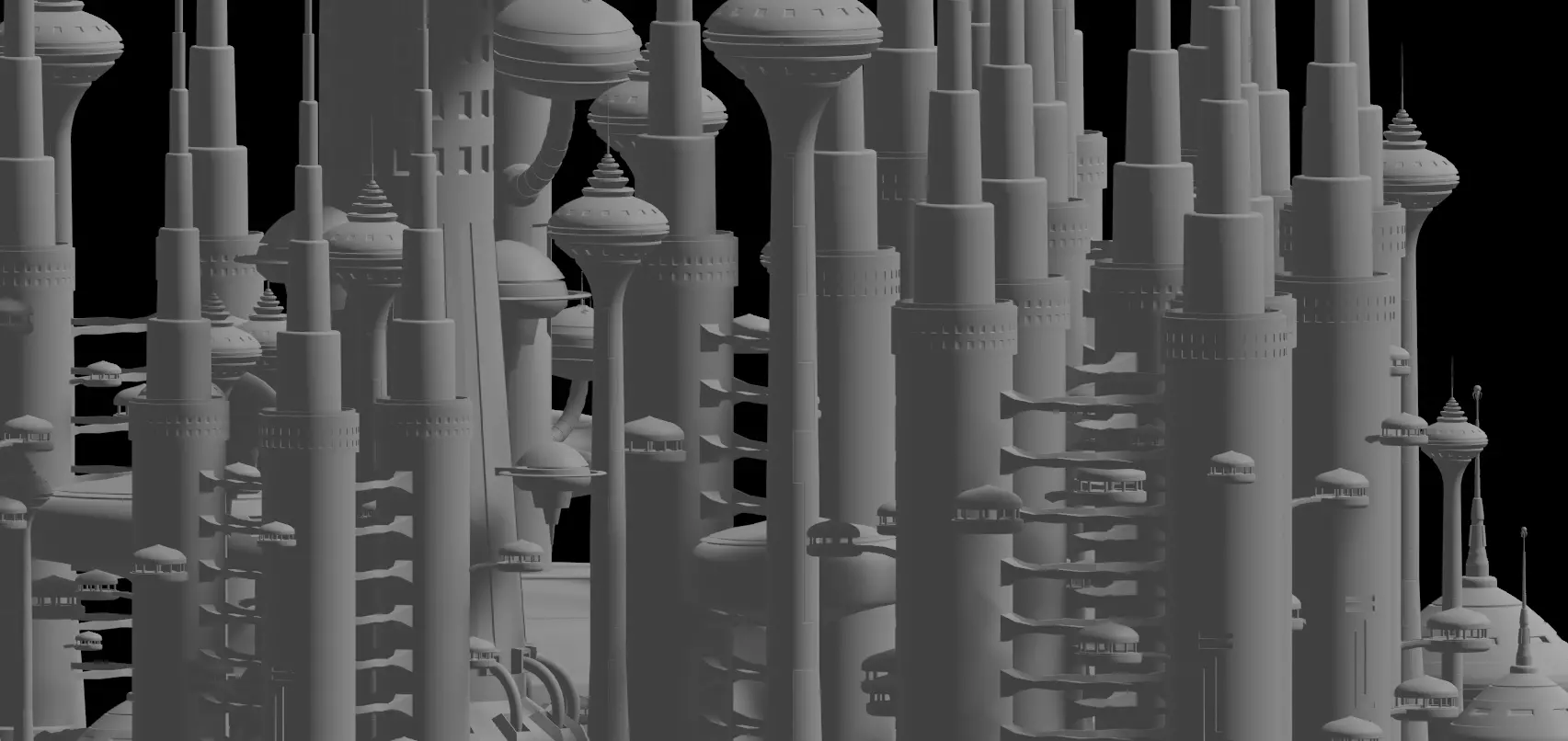 Sci-Fi Buildings Pack - 6 Buildings 3D model 3D model_0