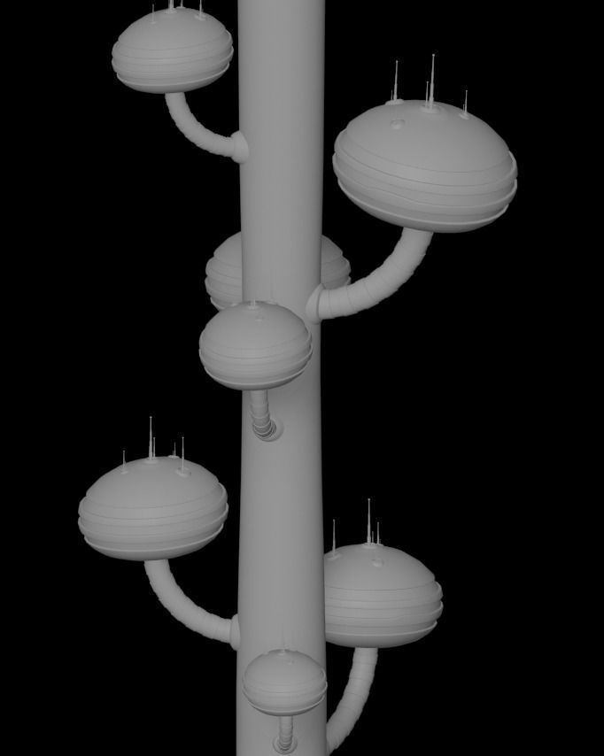 Sci-Fi Buildings Pack - 6 Buildings 3D model 3D model_11