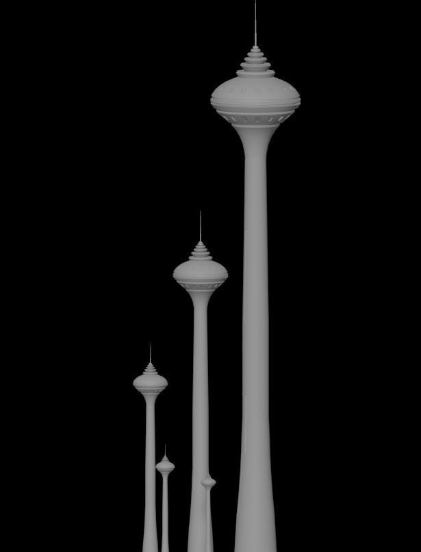 Sci-Fi Buildings Pack - 6 Buildings 3D model 3D model_8