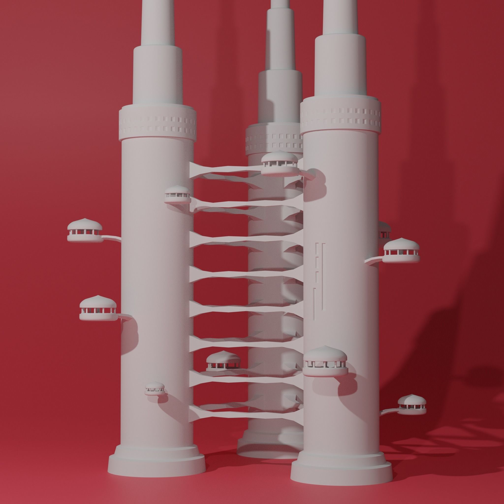 Sci-Fi Buildings Pack - 6 Buildings 3D model 3D model_4