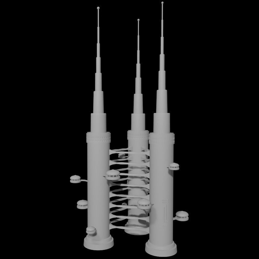 Sci-Fi Buildings Pack - 6 Buildings 3D model 3D model_9