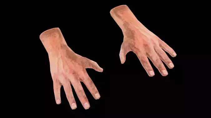 Hand Rigged - Male Rough Hands with Nails Low-poly 3D model