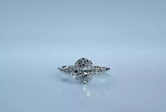 Oval Three Stone Ring 