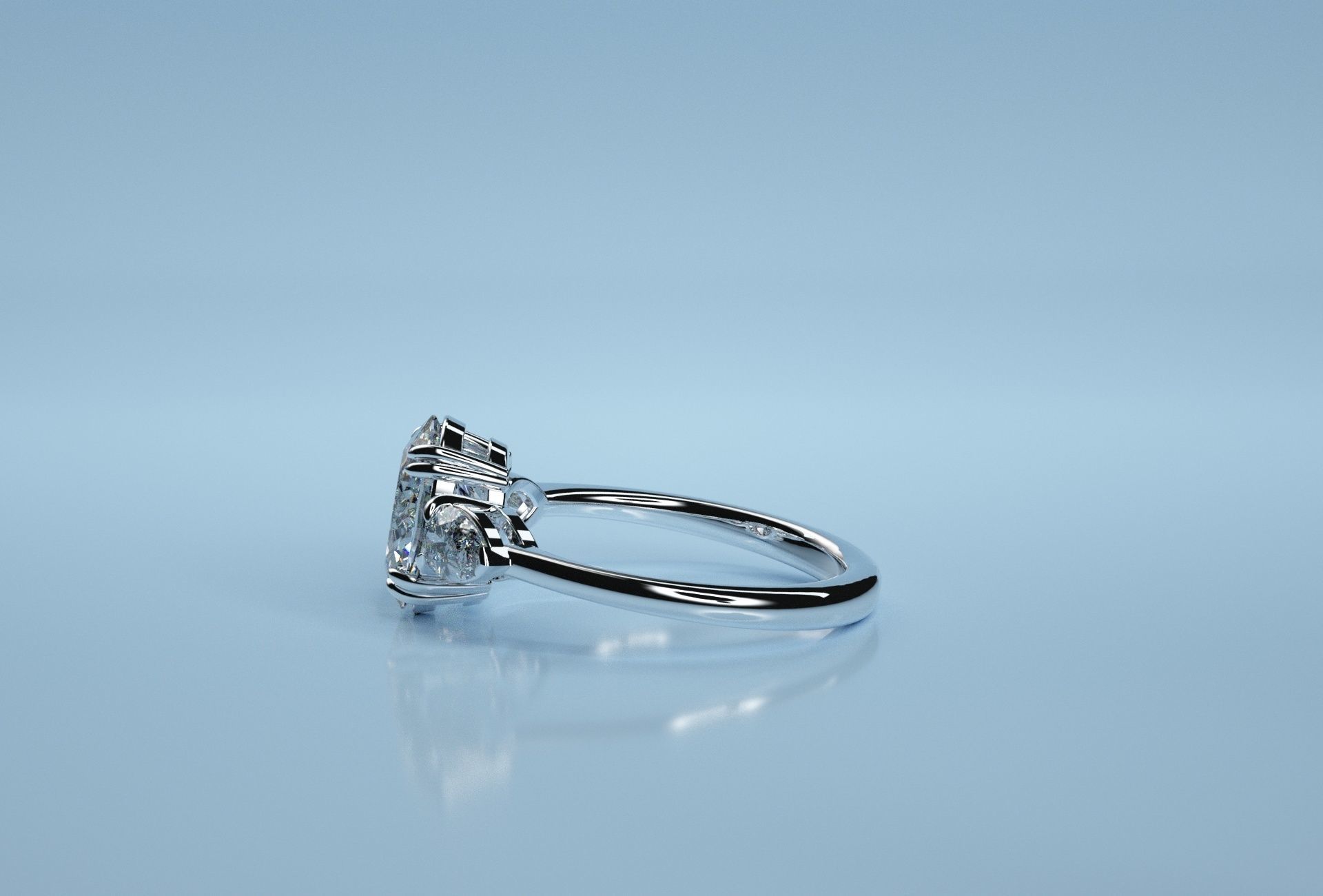 Oval Three Stone Ring  3D print model_1