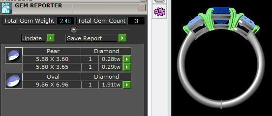 Oval Three Stone Ring  3D print model_10