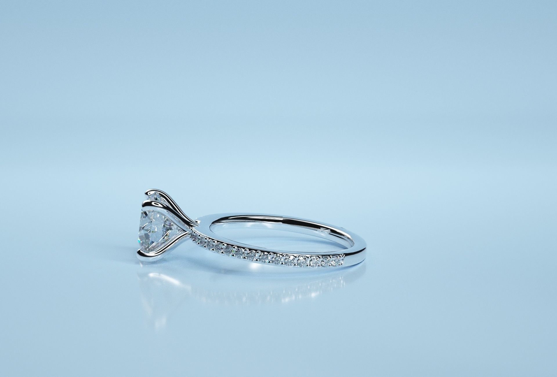 Round Solitaire Engagement Ring  3D print model_1