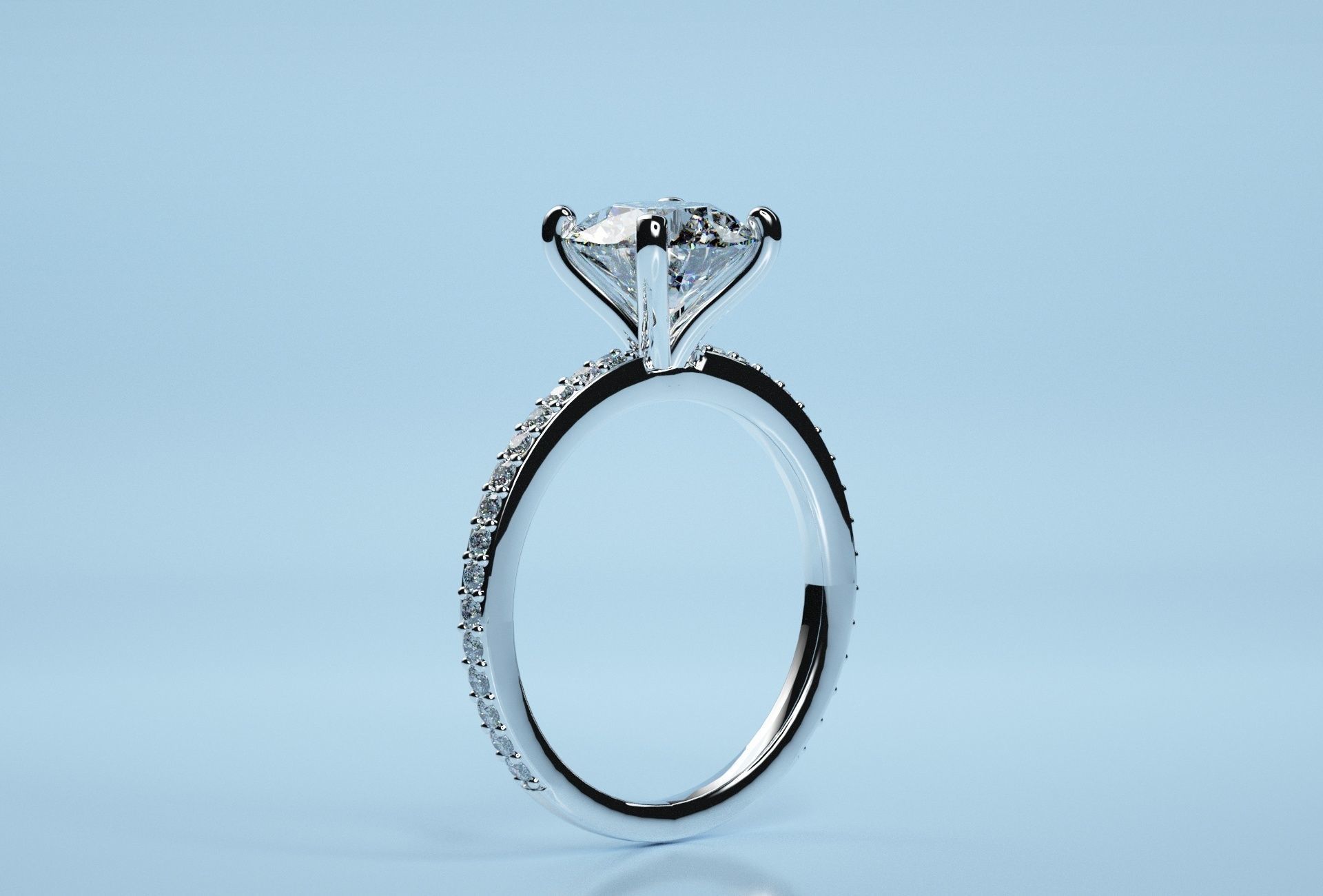 Round Solitaire Engagement Ring  3D print model_8