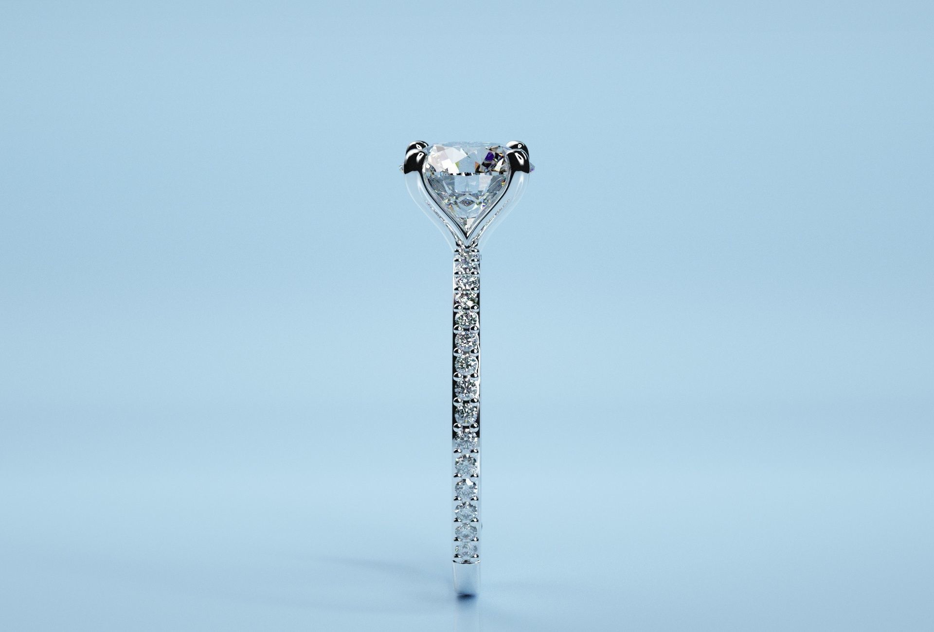 Round Solitaire Engagement Ring  3D print model_7