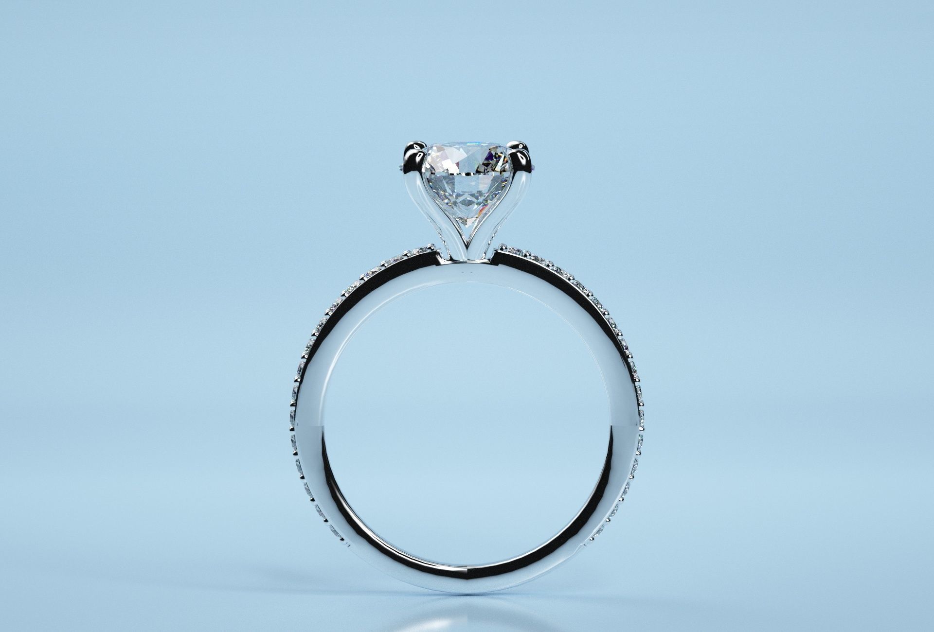 Round Solitaire Engagement Ring  3D print model_4
