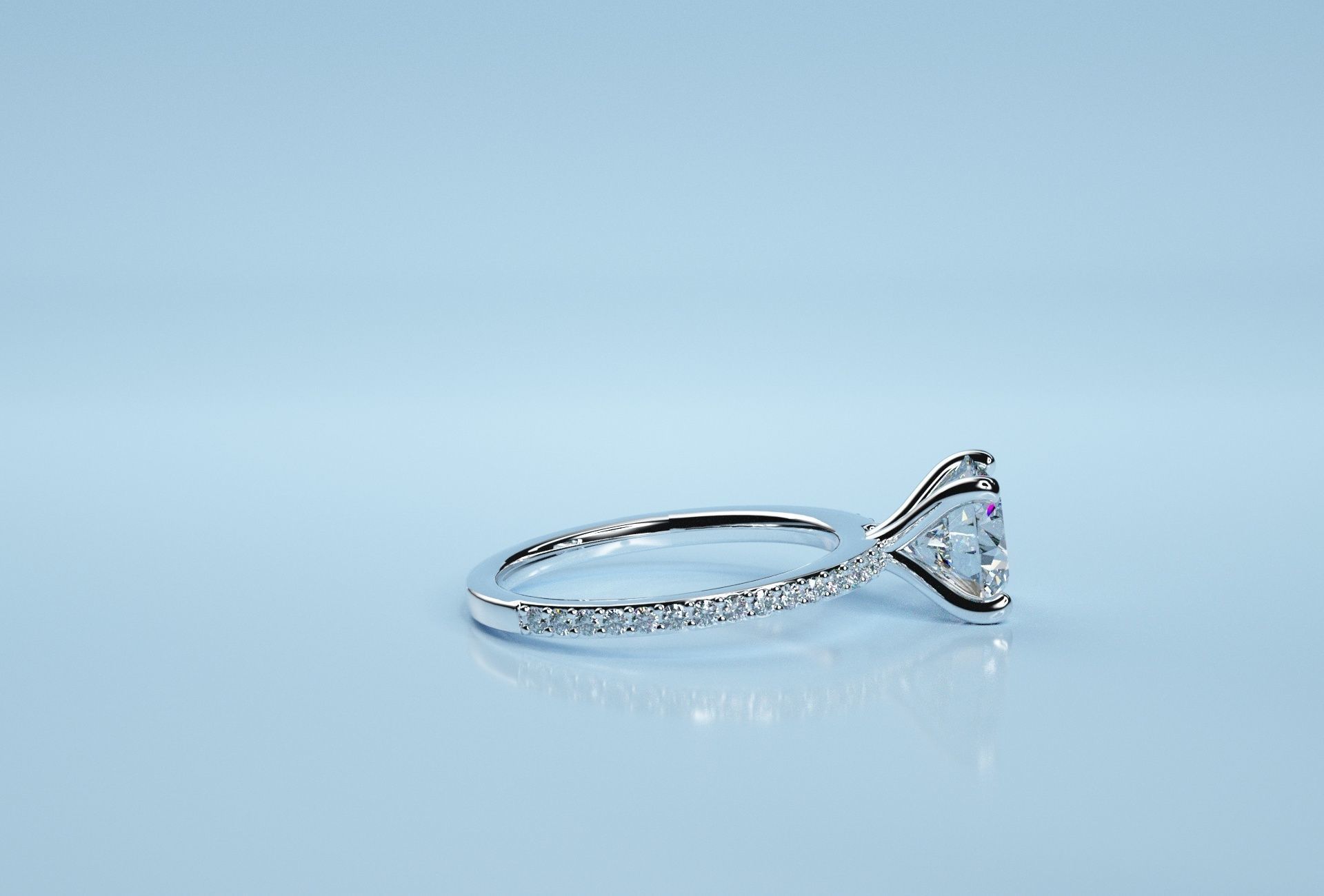 Round Solitaire Engagement Ring  3D print model_3