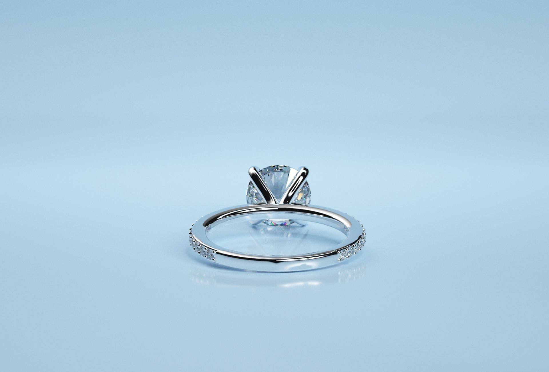 Round Solitaire Engagement Ring  3D print model_2
