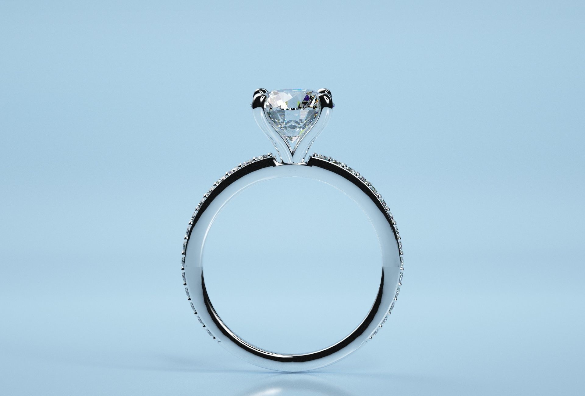 Round Solitaire Engagement Ring  3D print model_6