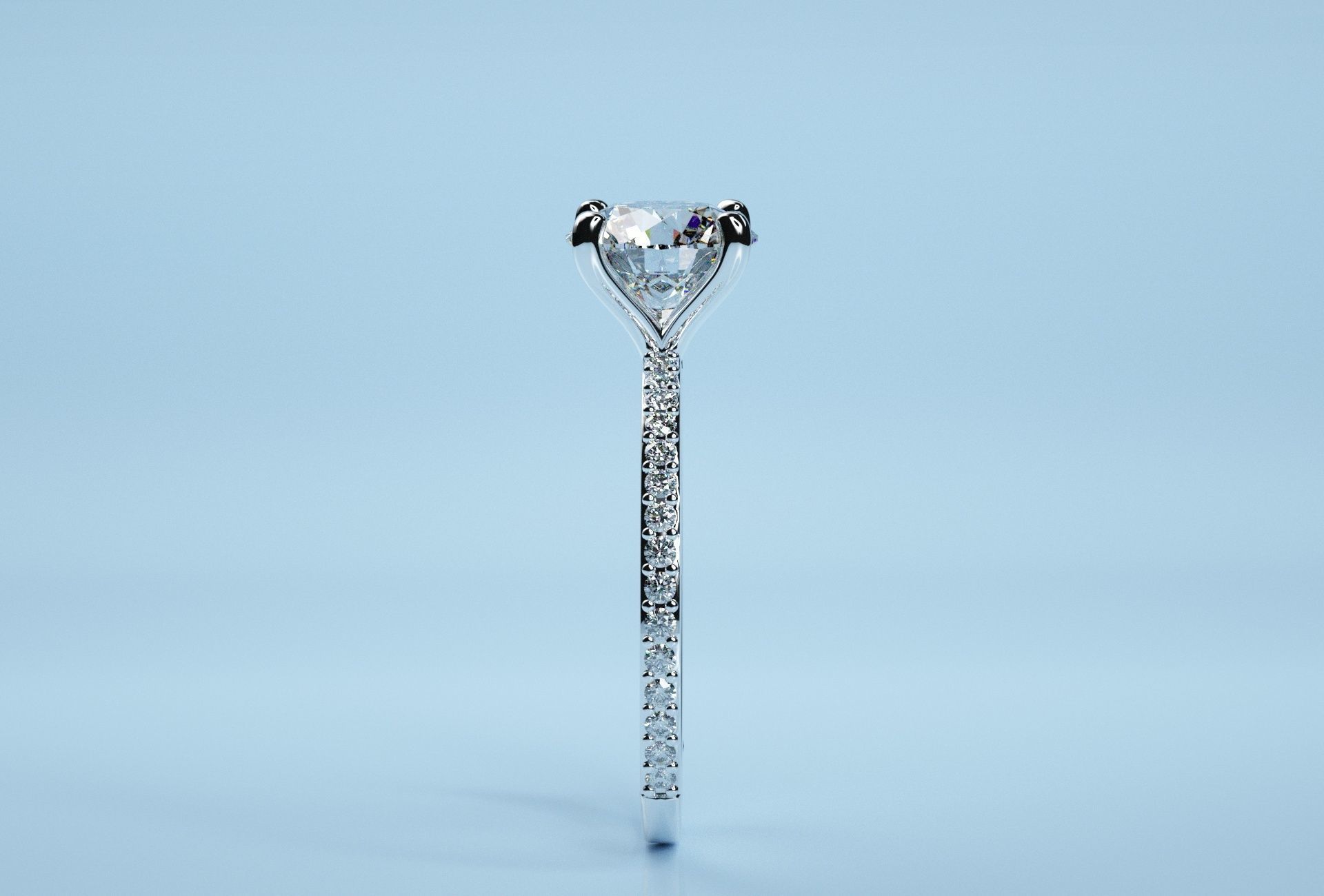 Round Solitaire Engagement Ring  3D print model_5