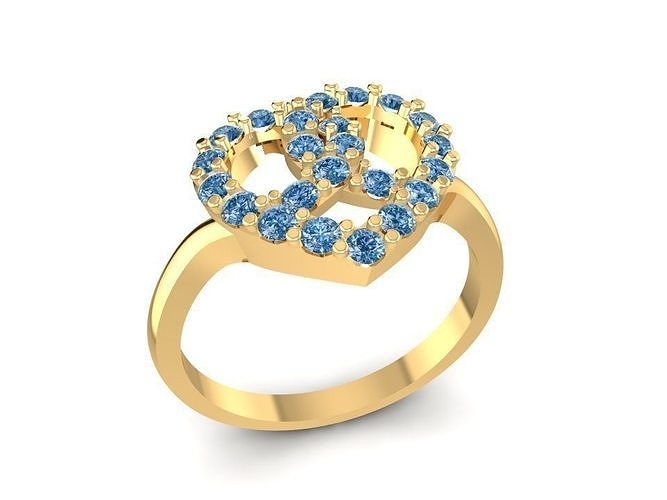 diamond heart  ring for women 1772 3D print model
