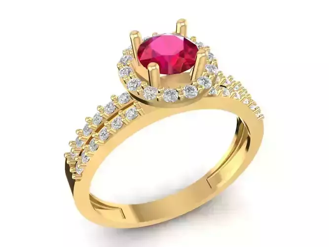 Elegant Round Cut Diamond Halo Engagement Ring for Women 1774